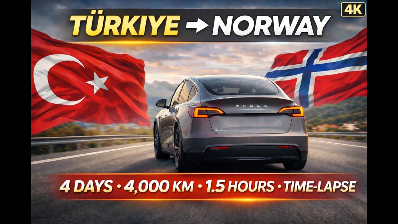 🛣️ Türkiye(Turkey) to Norway 🇹🇷→🇳🇴 | 4-Day, 4,000 km Road Trip Timelapse (1.5 Hours) 👀