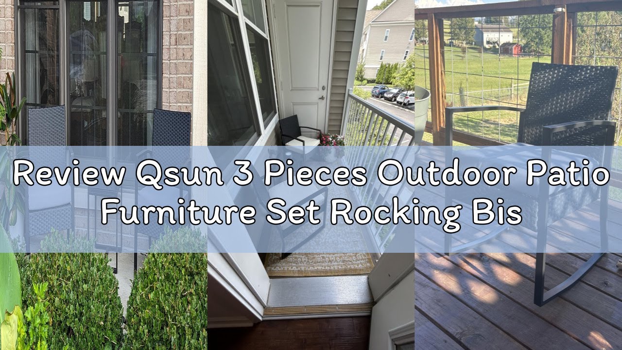 Review Qsun 3 Pieces Outdoor Patio Furniture Set Rocking Bistro Set Outdoor Rattan Conversation with