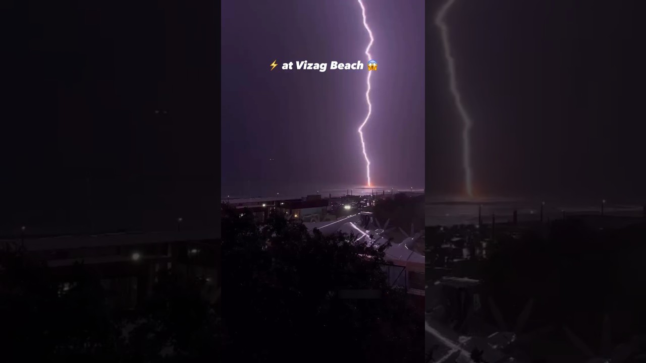 ⚡️Thunderstorm Hits Vizag Beach LIVE! 😱 Lightning Caught on Camera | Vizag Rain #lightning #vizag