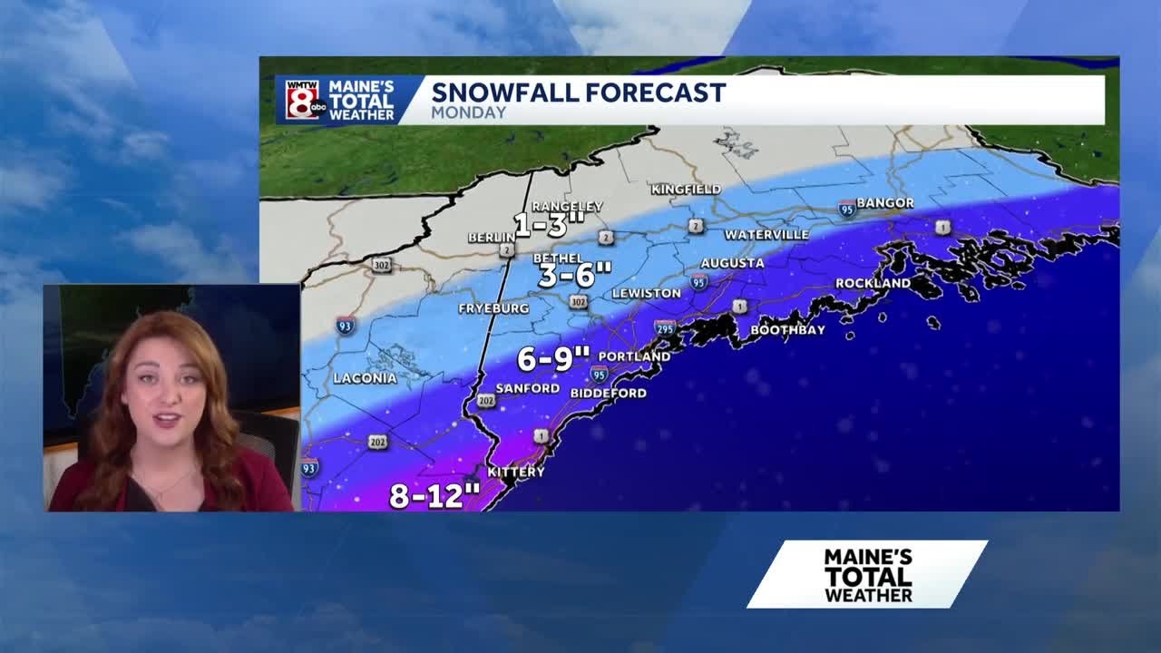Heavy snow, gusty winds arrive in Maine Monday