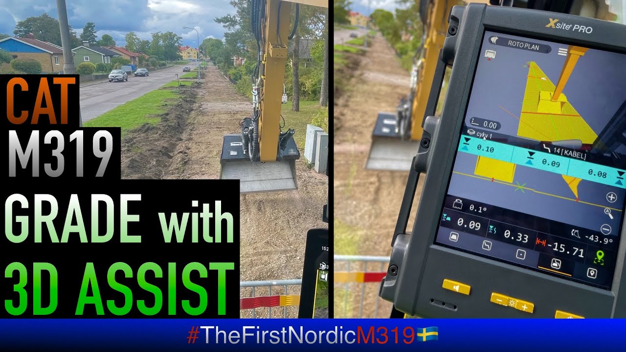 Cat M319 Ripping asphalt & Grading with 3D Assist #caterpillar #rototilt #tiltrotator #excavator