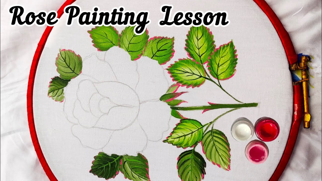 Easy tutorial of Rose painting on cloth Class 16 | Rose painting on fabric