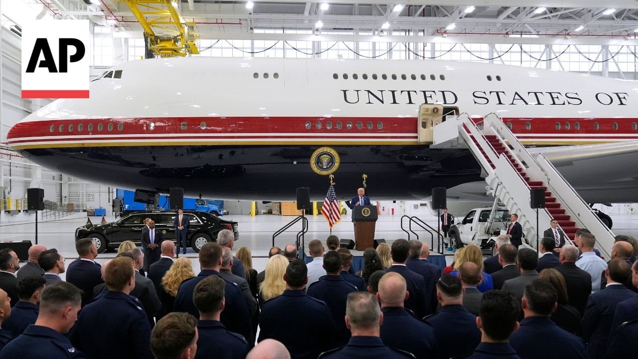 Trump unveils the new Air Force One, a converted Qatari jet