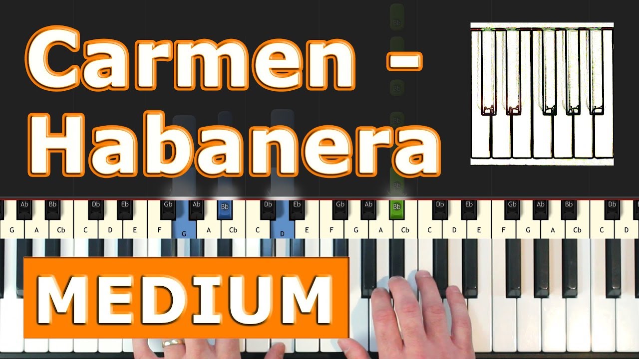 Bizet - Carmen - Habanera - (MEDIUM) Piano Tutorial Easy - Sheet Music (Synthesia)