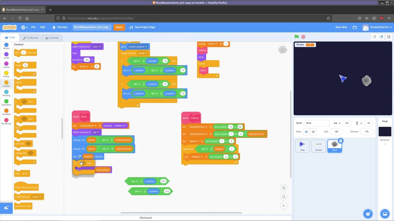 Scratch RockBlaster pt4