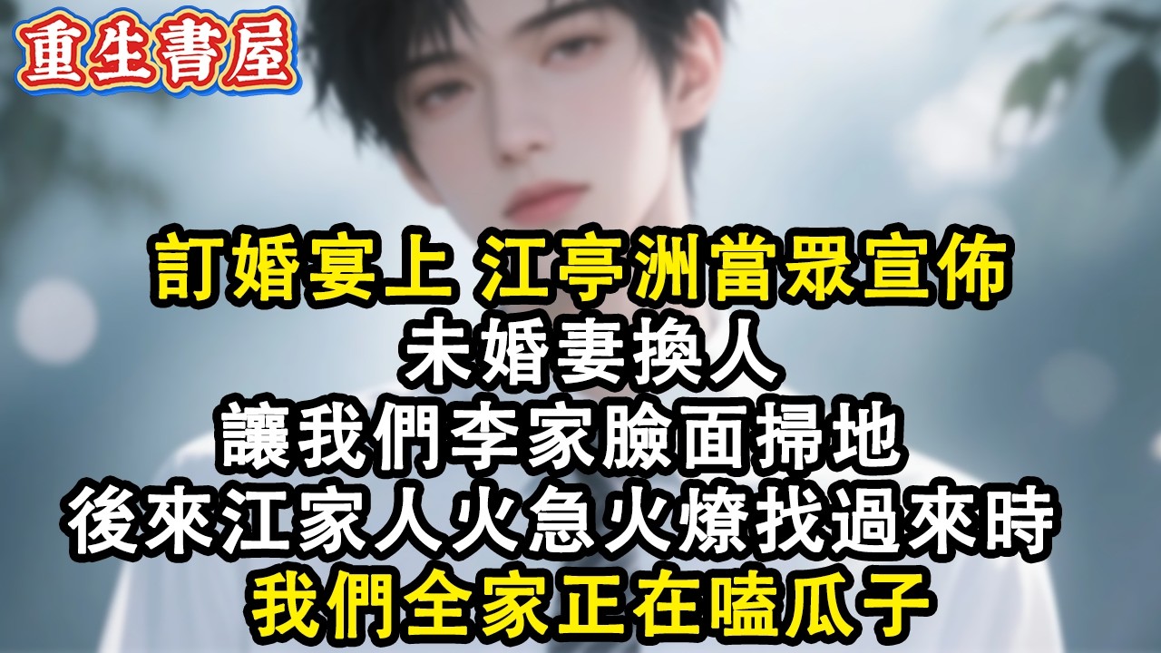 【重生爽文】訂婚宴上江亭洲當眾宣佈未婚妻換人  讓我們李家臉面掃地  後來江家人火急火燎找過來時 我們全家正在嗑瓜子#小說 #重生故事 #爽文