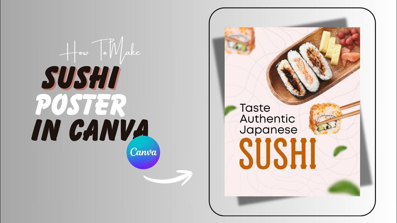 How to Design Sushi Poster design in Canva with easy steps | Canva tutorial | @Pixadesigner 