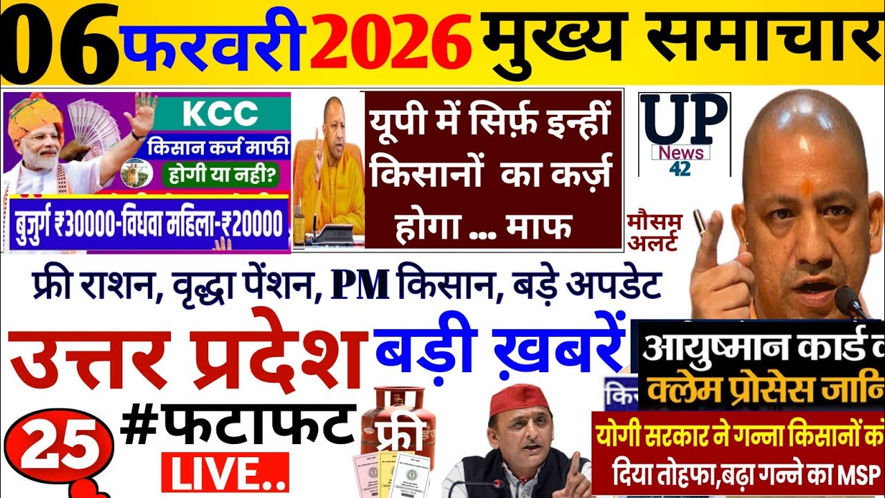 Up Breaking News 06 फरवरी 2026 | Uttar Pradesh News | Up News Today | Cm Yogi | Pm Modi | Live,