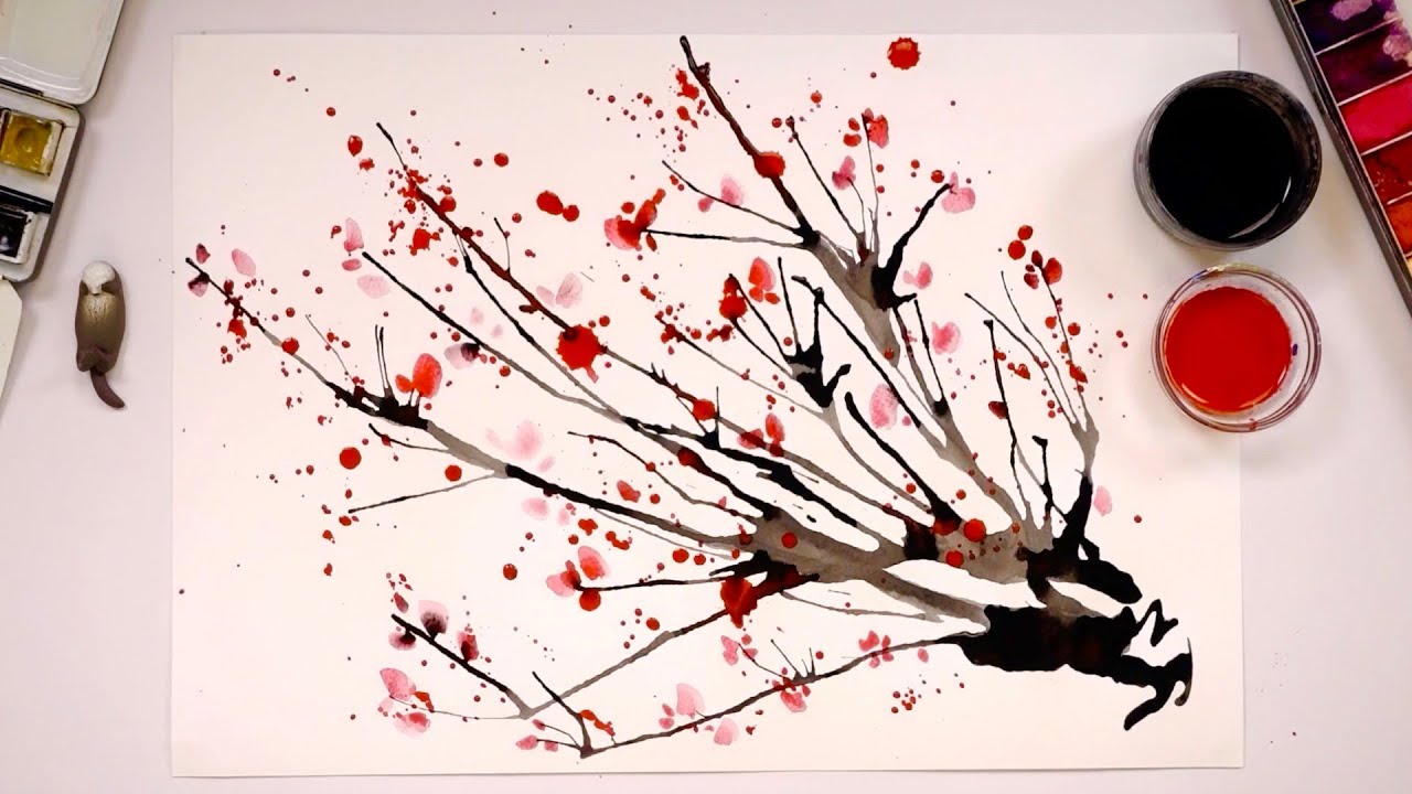 Специальная техника росписи соломкой / Как легко покрасить вишневое дерево