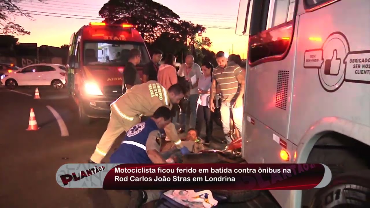 COLISÃO ENTRE MOTOCICLETA E ÔNIBUS NA ROTATÓRIA DO CONJUNTO MILTON GAVETTI EM LONDRINA 02-08-23