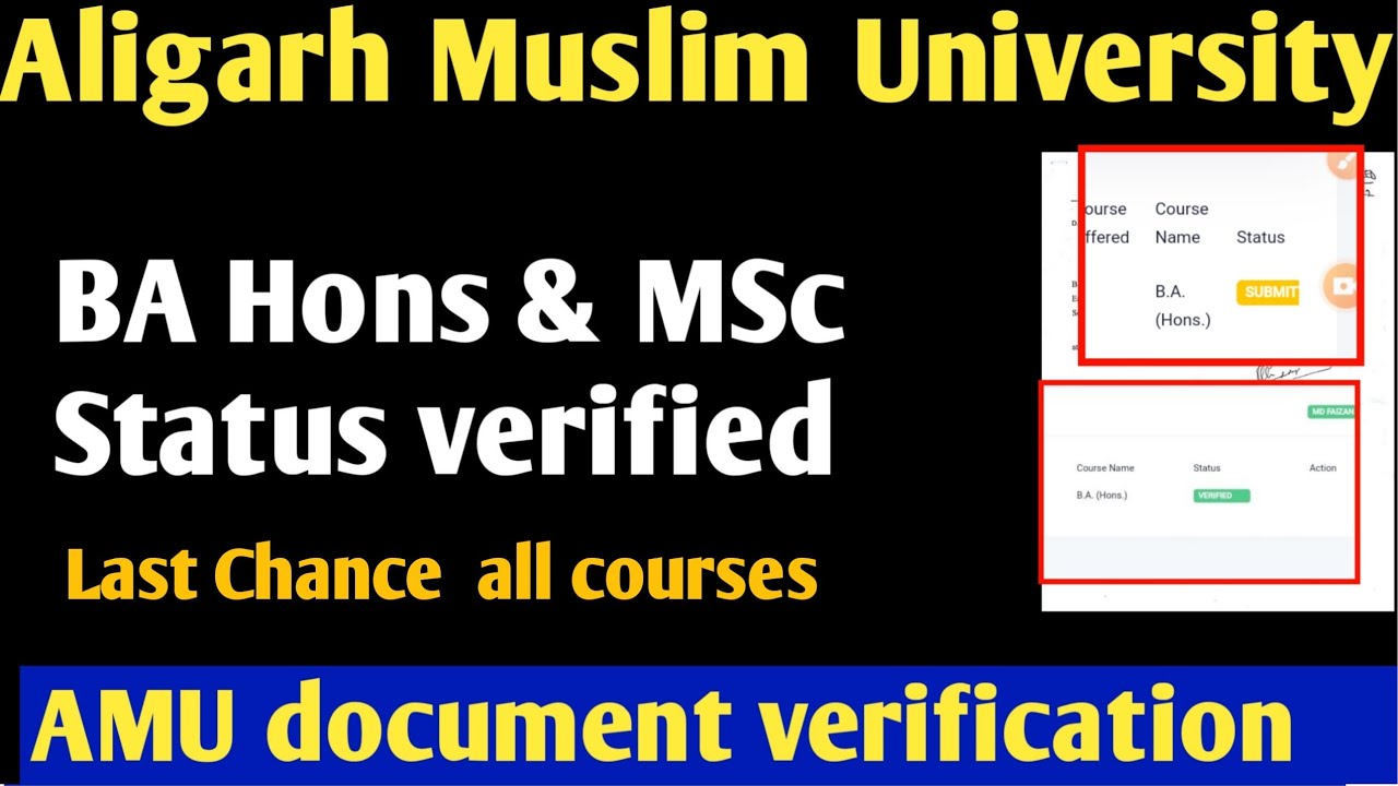AMU BA & MSc document verification  AMU BA Hons & MSc document verified or not