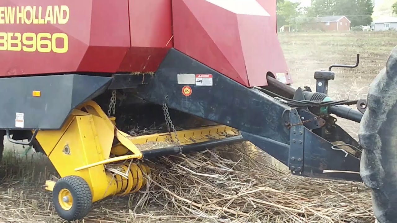 Raking and baling hemp fiber (large square bale)