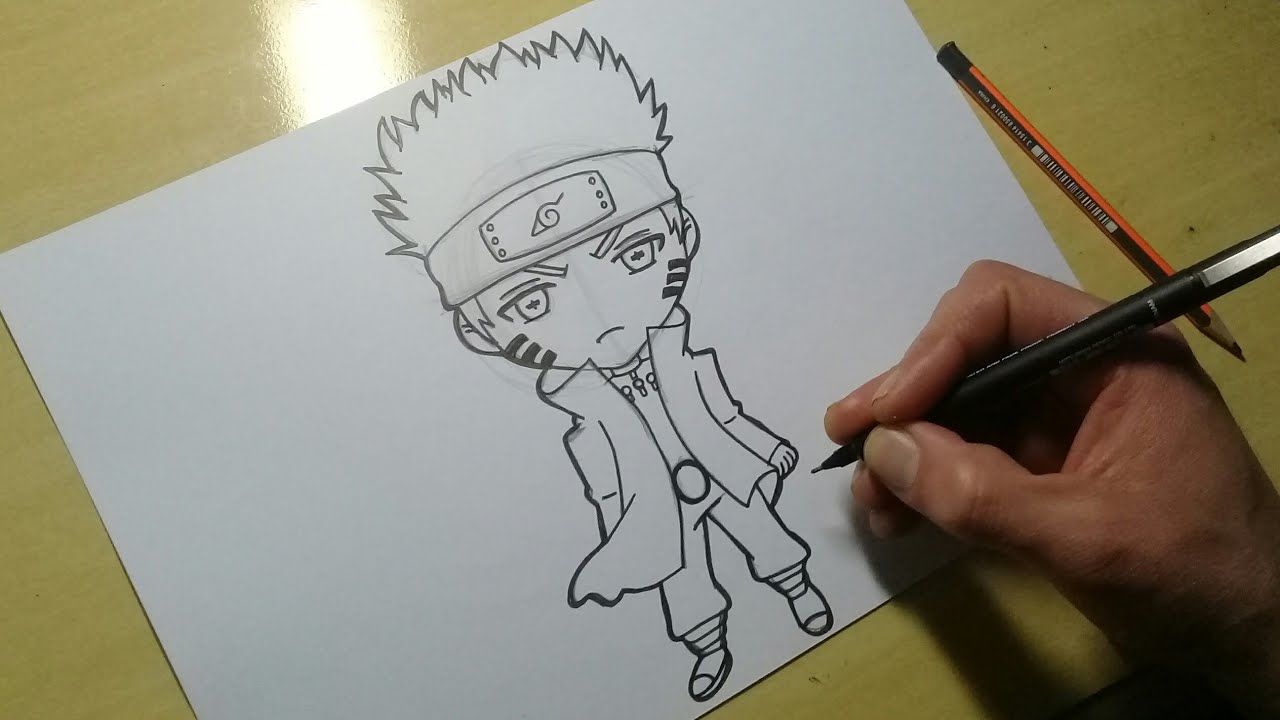 TUTORIAL COMO DESENHAR o NARUTO modo SENNIN CHIBI passo a passo