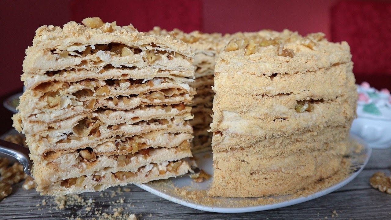 Russische Grand Napoleon Torte – mit Walnüssen & Karamell