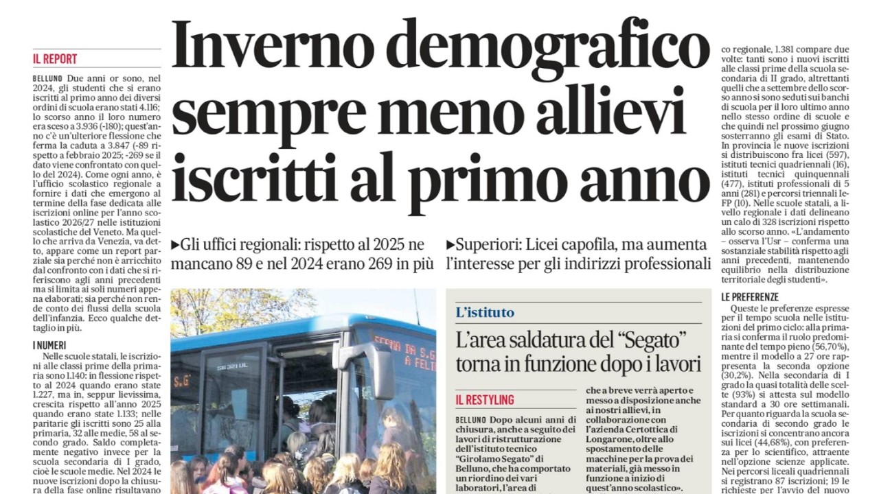 Seicento studenti in meno. Il crollo in soli sei anni