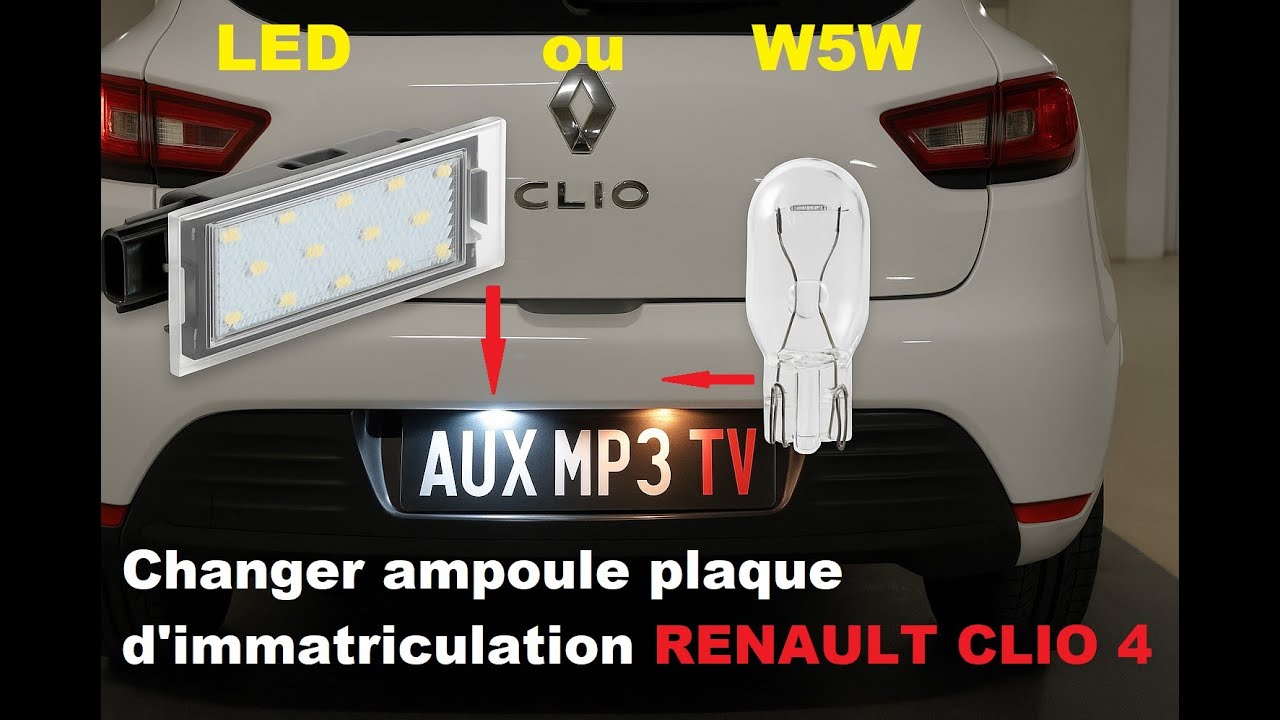 Заменить лампу подсветки номерного знака на Renault Clio 4 и установить светодиоды