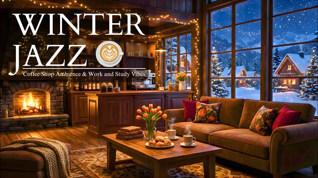 Cozy Winter Jazz ⛄ at Coffee Shop Ambience with Smooth Jazz Instrumental Music for Studying, Work
