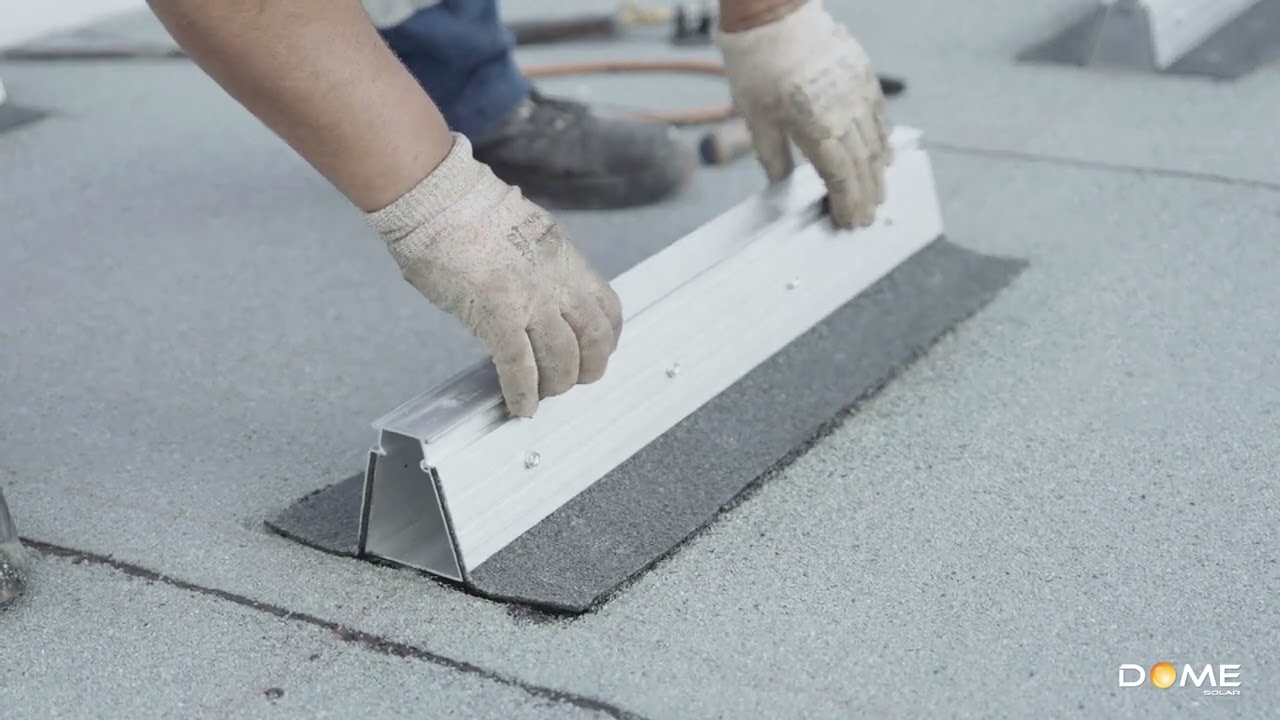 Roof-Solar BITUMEN Tilted  : mounting system for flat roofs, with BITUMEN membrane, by Dome Solar.