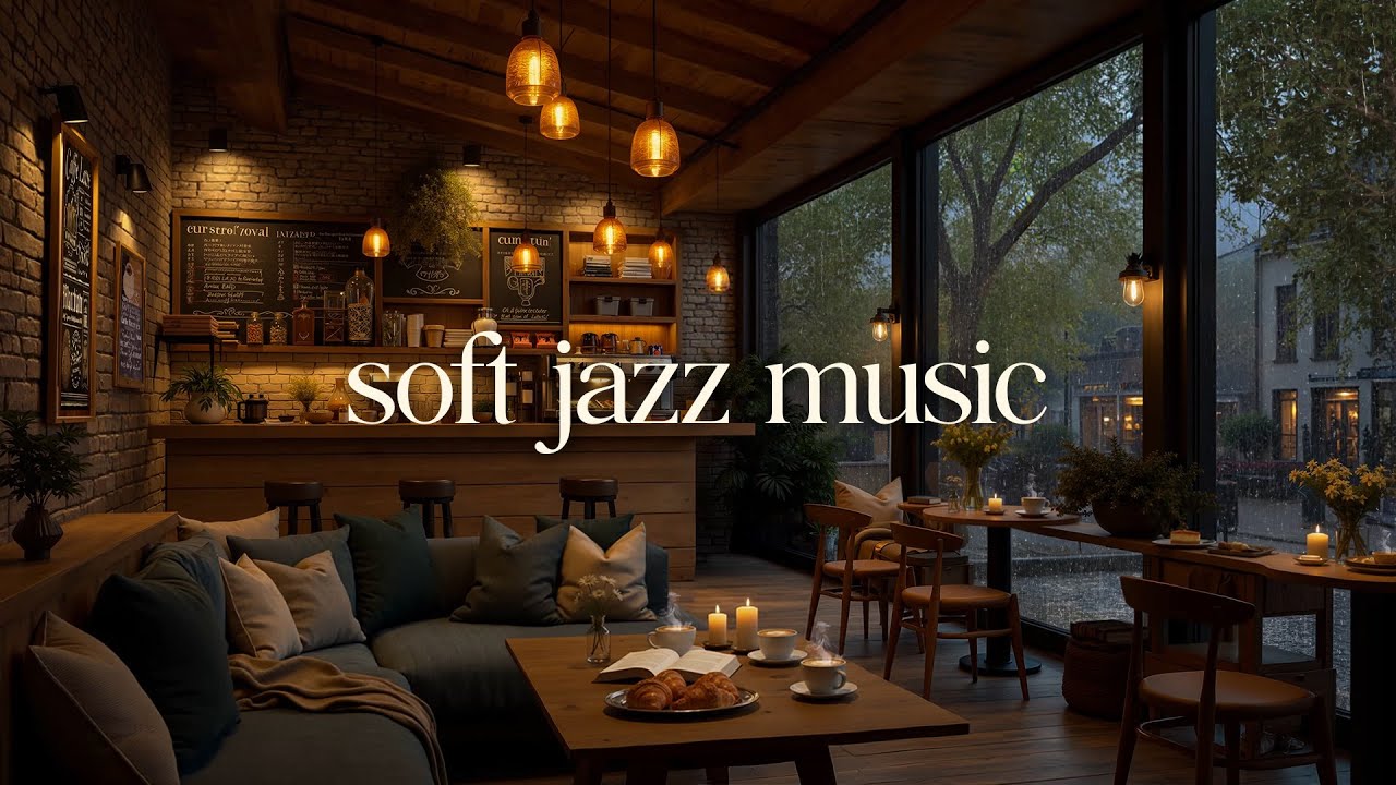 Soft Jazz Music ☕ Rainy Coffee Shop Ambience with Warm Jazz Instrumental Music for Work, Study