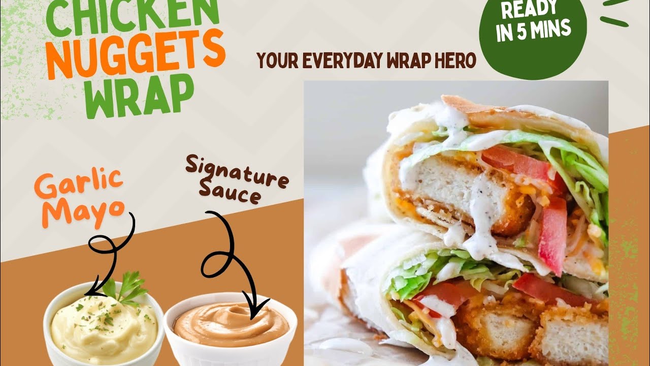 Chicken nuggets wrap at home with garlic sauce/How to make easy and quick chicken wrap recipe 