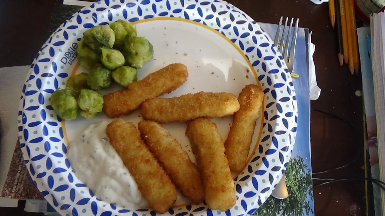 ASMR Eating Fish Sticks & Brassels Sprouts