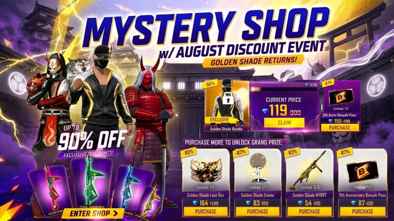ALL POCKER MP40 RETURN FREE FIRE | AUGUST MYSTERY SHOP EVENT FF | FREE FIRE NEW EVENT l FF NEW EVENT