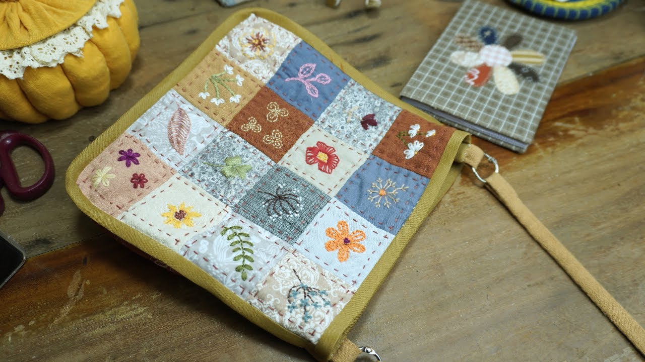 Patchwork Idea: A Crossbody Bag Made from Fabric Scraps and Basic Hand Embroidery Stitches