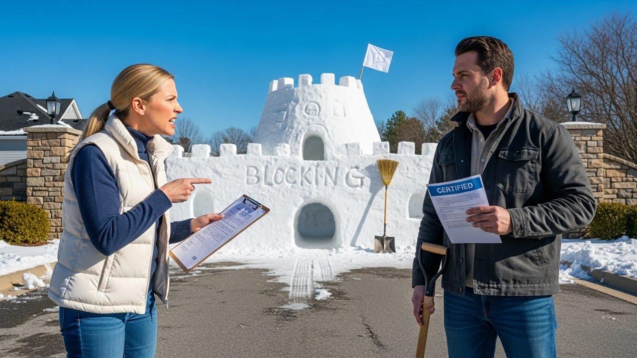 HOA Fined Me For Building a Snow Fort, So I Built One Blocking Their Community Entrance