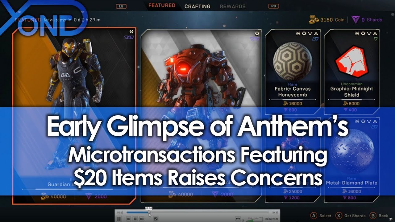 Early Glimpse of Anthem's Microtransactions Featuring $20 Items Raises Concerns