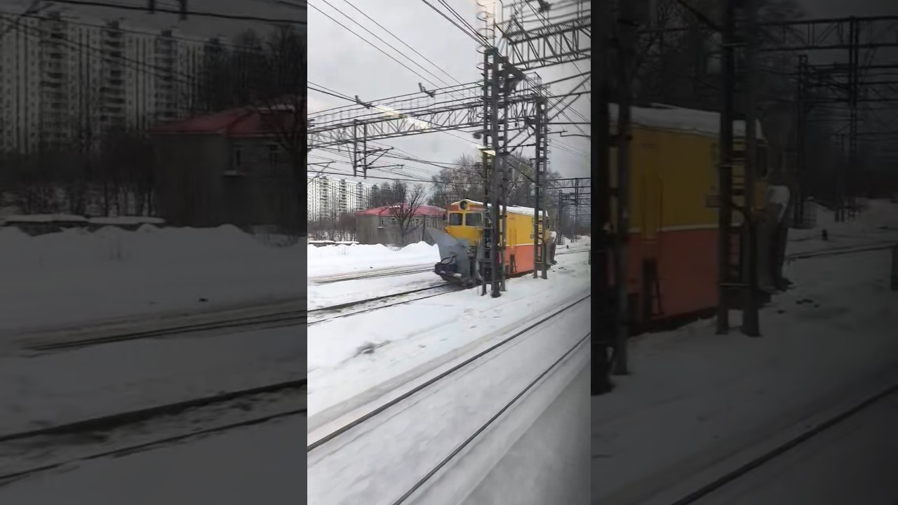 Питерский ТЭМ! Снегоочистители СДПМ2-3021, СМ2М-1693 под тягой тепловоза ТЭМ18ДМ-2005 в Ховрино