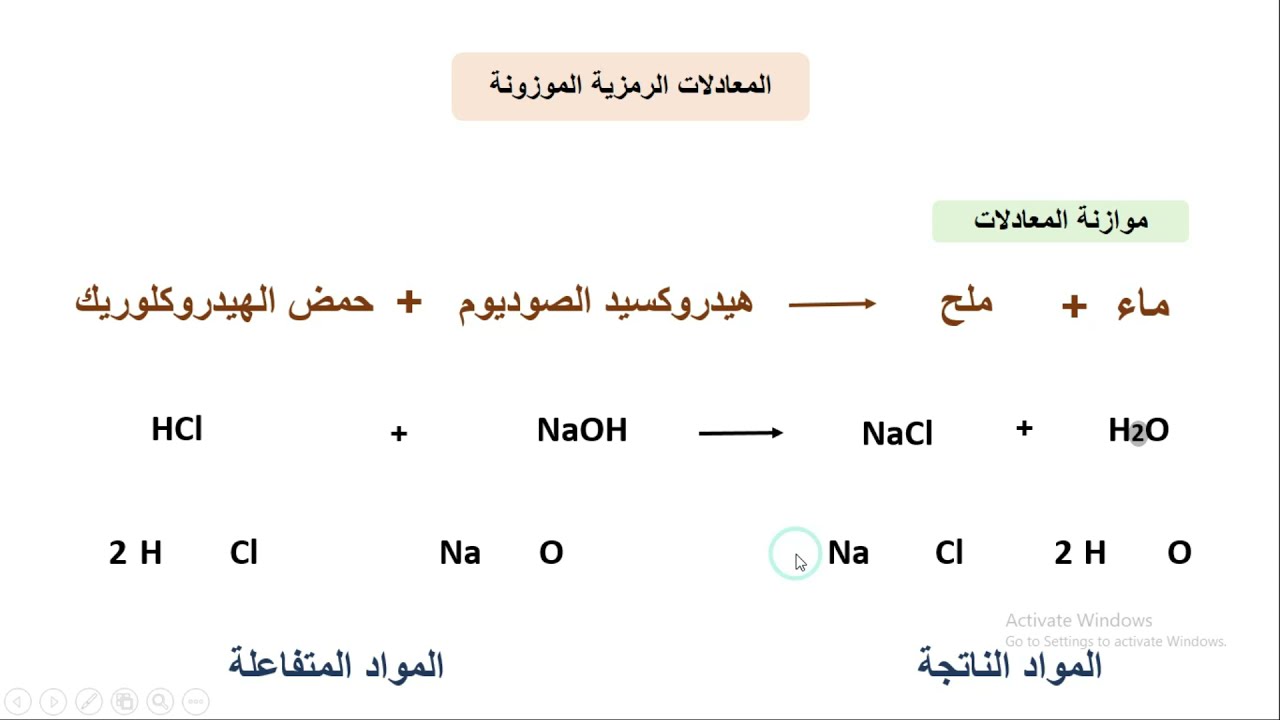 المعادلات الكيميائية