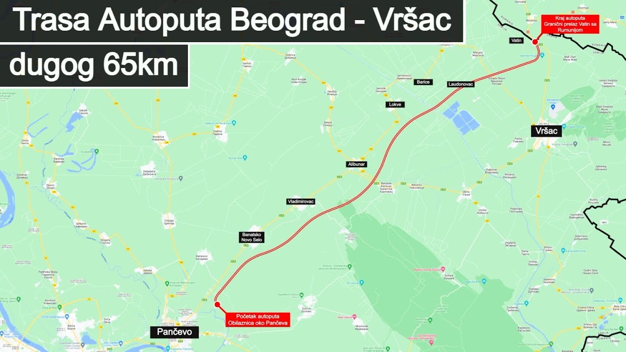 Kuda će prolaziti budući Autoput Beograd(Pančevo)  - Vršac / Animacija