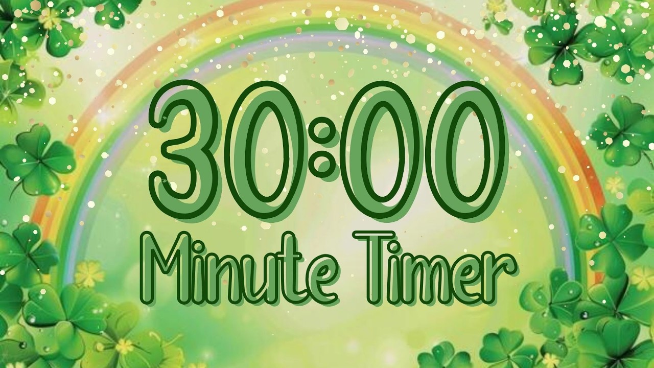 🍀🌈 30 Minute Countdown Timer ⏱️ | Lucky Shamrock Rainbow Timer for Focus, Study & Classroom