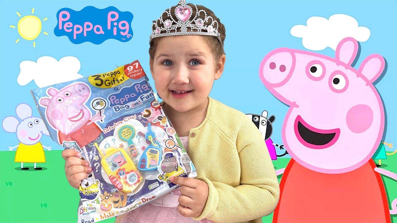 Peppa Pig Magazine with Surprise gifts unboxing! Storytelling Katy Kids TV