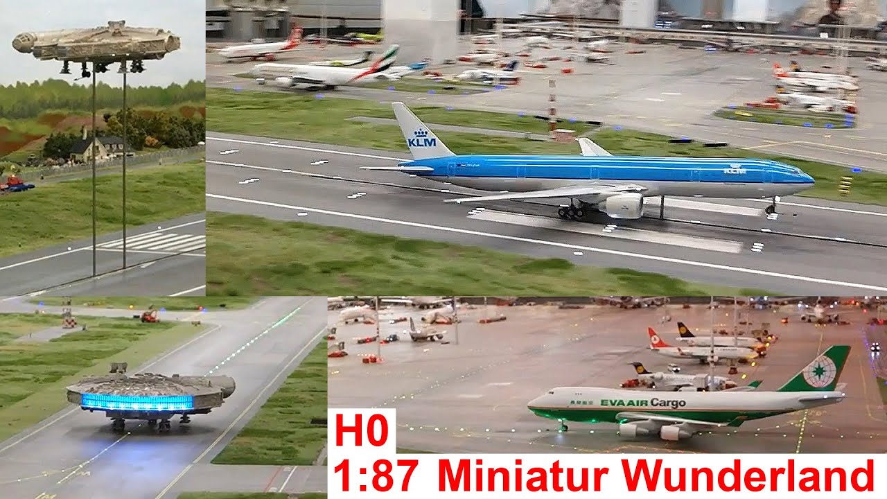 Millennium Falke am H0-Flughafen Knuffingen Airport @ Miniatur Wunderland 1:87-UFO-Falcon-Landung ..
