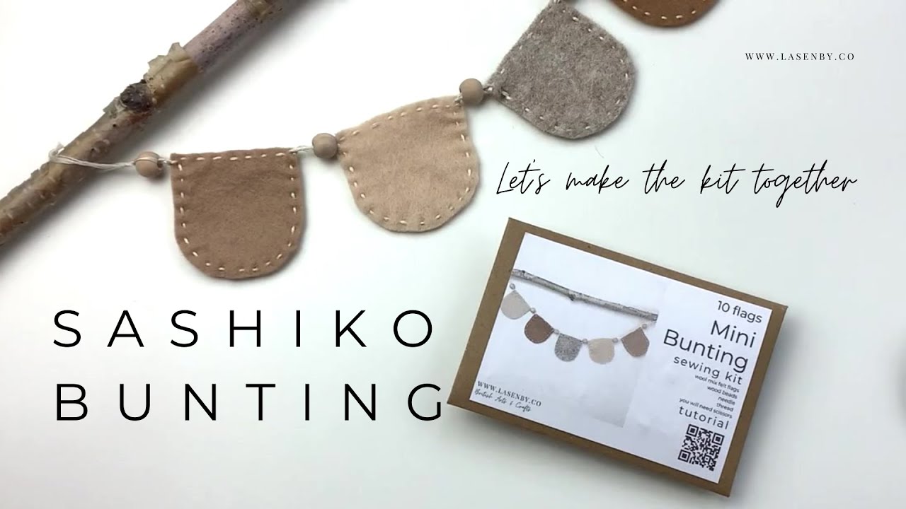 Sashiko Embroider Bunting Beginner Hand Sewing Project & Kit - Lovely easy beginner project
