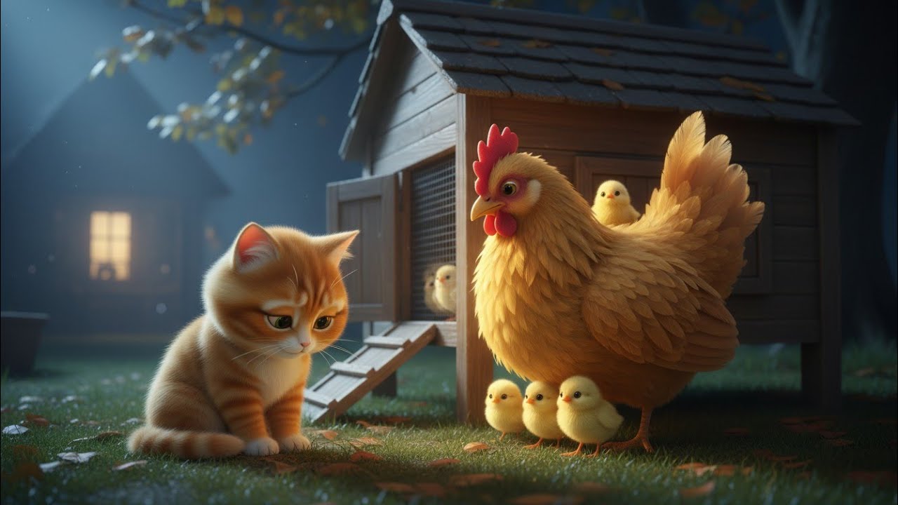 “Cozy Cat Found a Golden Egg… But the Chicken Said Something Shocking! 😲🥚🐔”