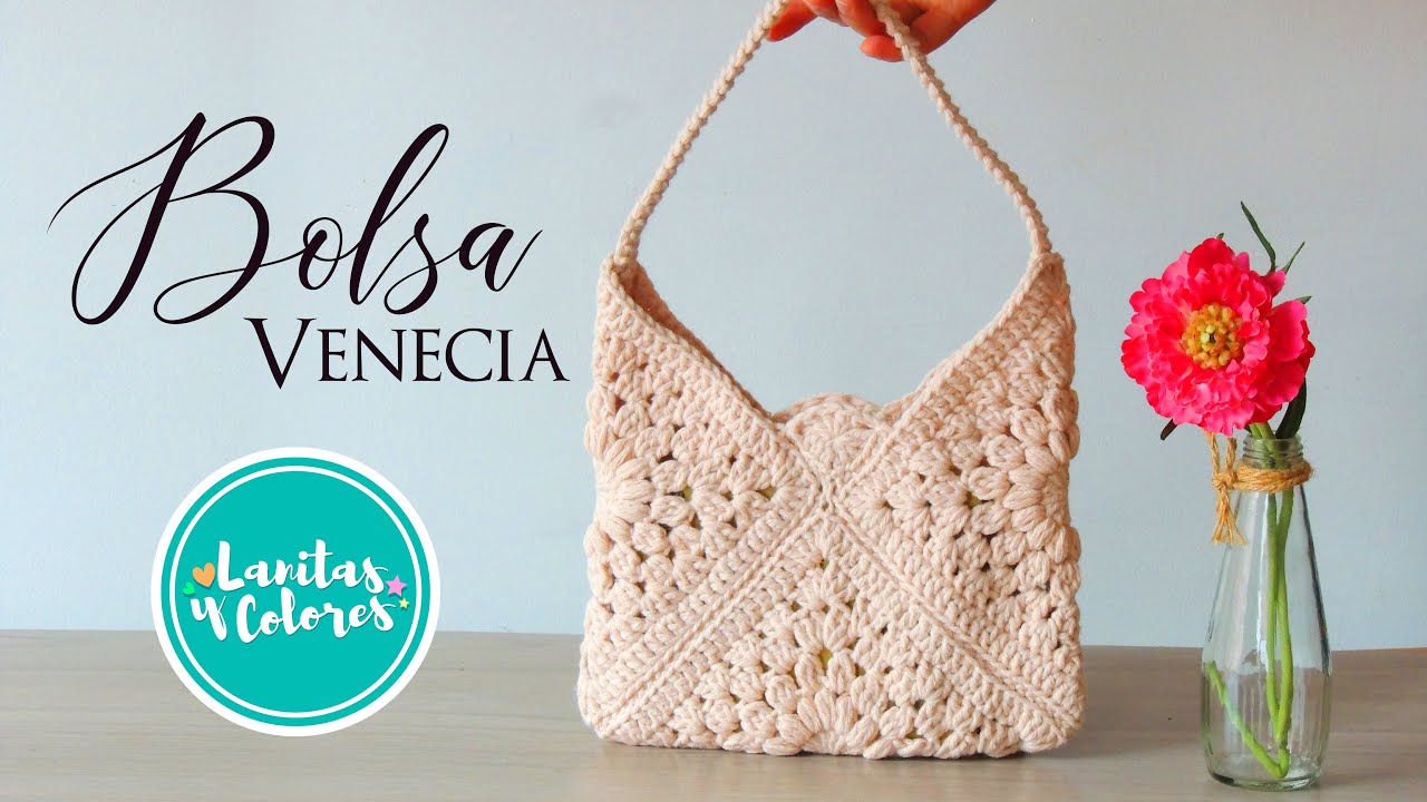Bolso TEJIDO a CROCHET o ganchillo paso a paso puntos básicos | Lanitas y Colores