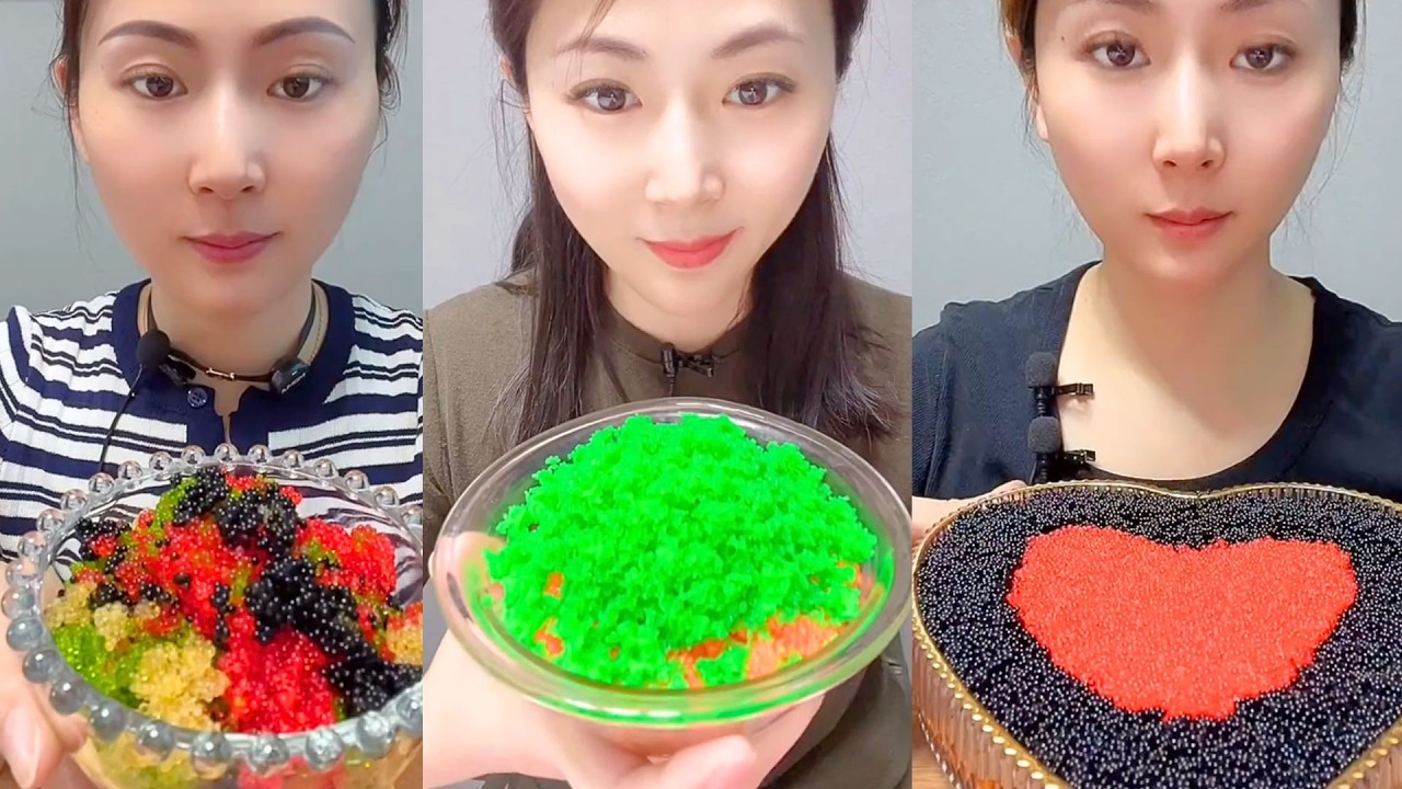 Colorful Fish Roe Mix and Green Roe Bowl Mukbang