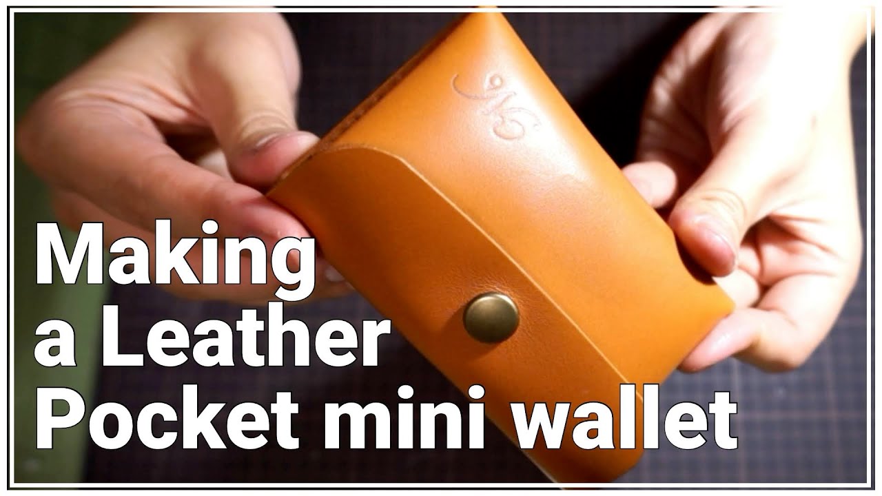 【レザークラフト】FREE pattern 型紙公開中/ポケットミニウォレット2/Making a Leather Pocket mini wallet/Leathercraft