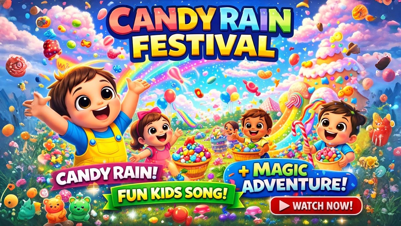 Candy Rain Festival 🍭🌈  Sweet Songs & Fun Adventure  Kids Nursery Rhymes  Rafay & Kids Gang