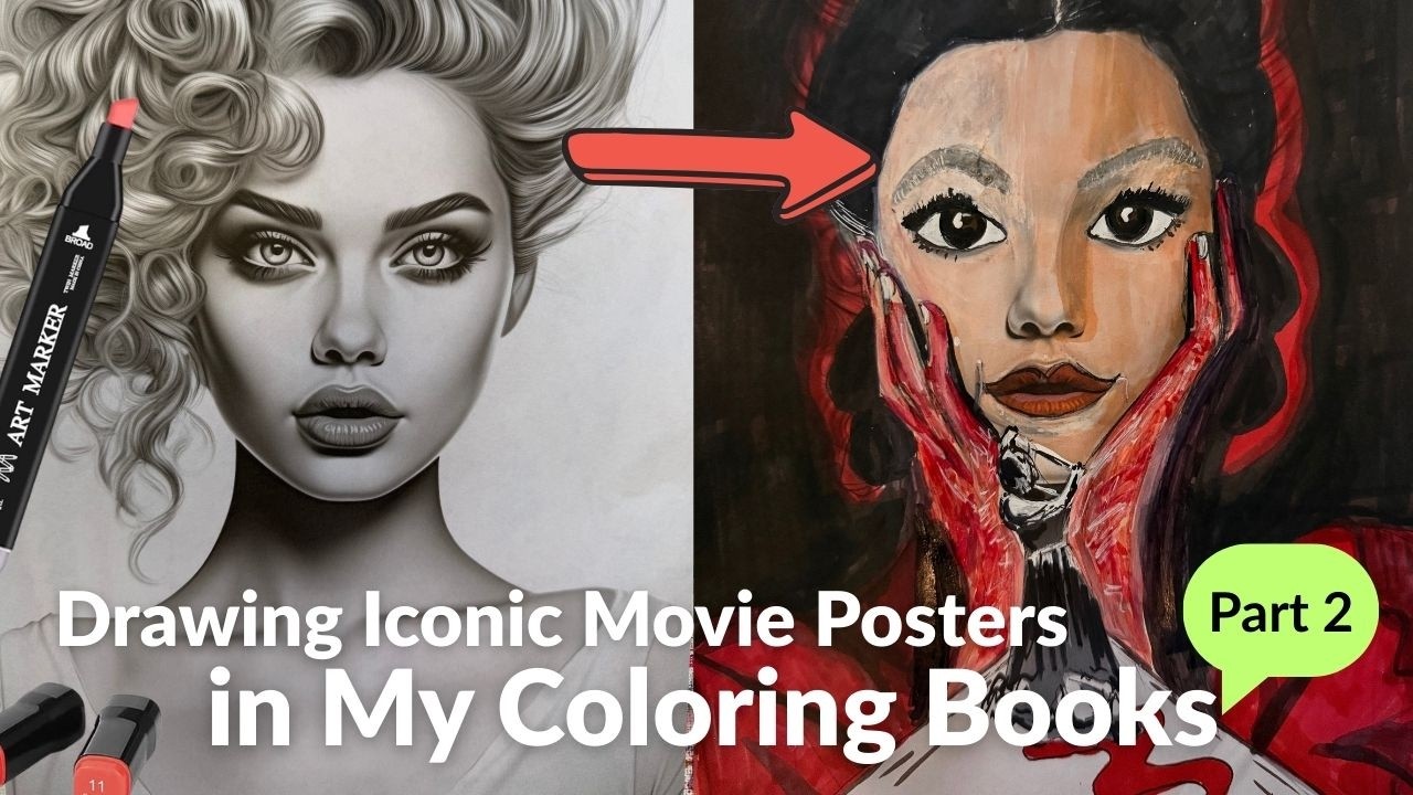 Transforming Coloring Book Pages into Iconic Movie Posters -Satisfying Ambient Coloring Compilation