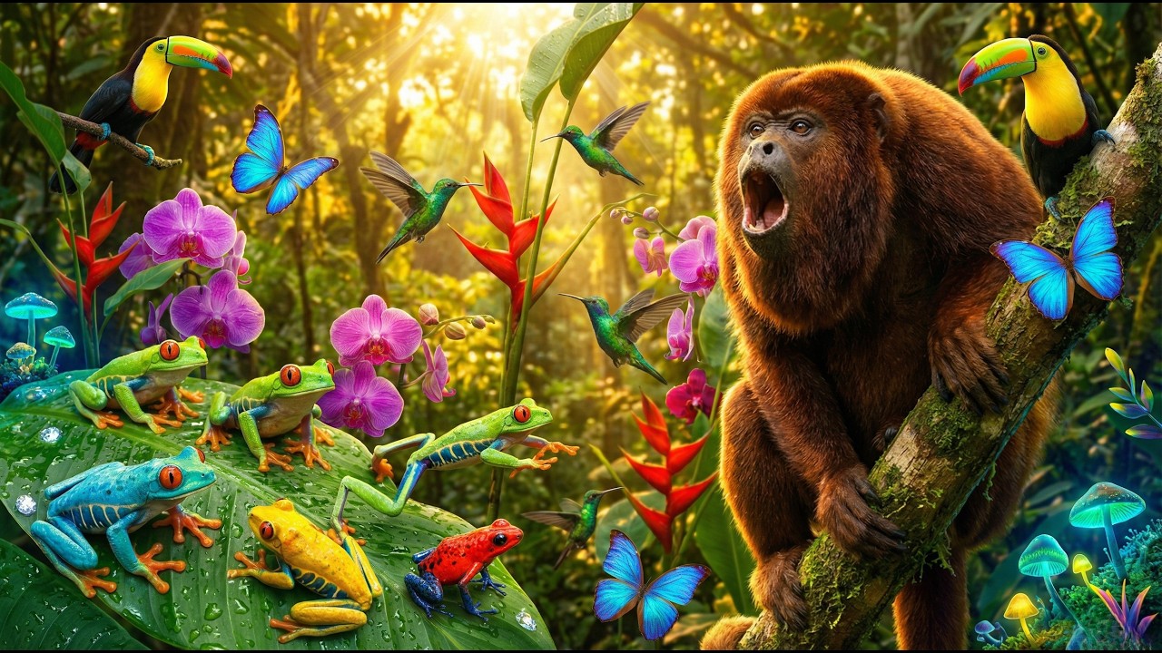 Amazon Canopy World Adventure 4K Howler Monkeys Calling Tree Frogs Singing Emerald Hummingbirds