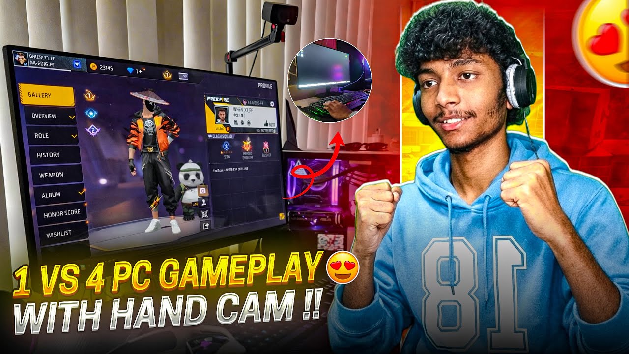 1 VS 4 PC HAND CAM 🔥NO HACKS ONLY SKILLS  | 1 vs 4 🔥 | FREE FIRE IN TELUGU #whenx1ff#freefireshorts