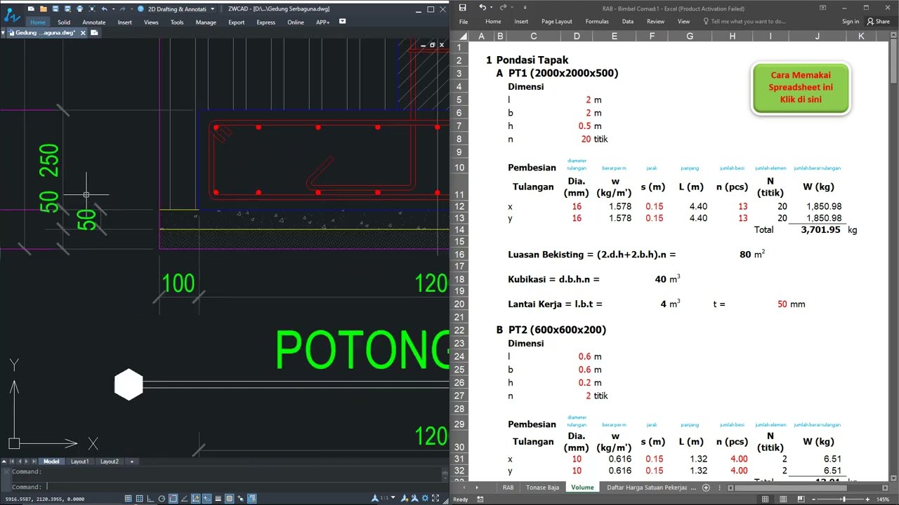 Cara Hitung Volume RAB Struktur Beton Bertulang   Bonus Excel Free Download