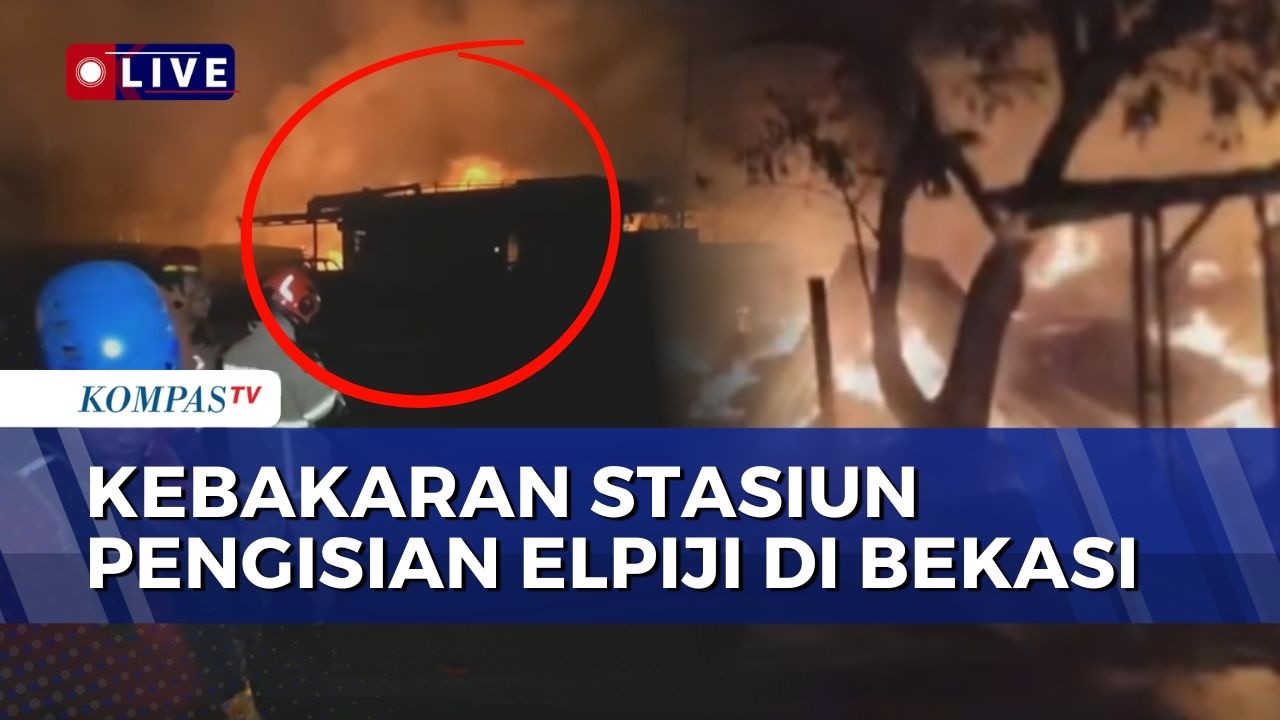 Terbaru! Kebakaran Hebat Stasiun Pengisian Elpiji di Bekasi, Damkar Berjibaku Padamkan Api