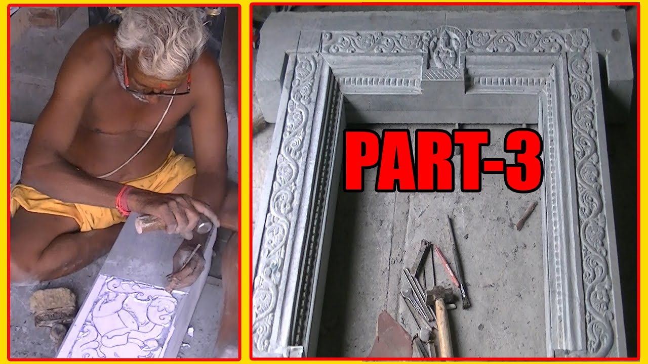 WATCH MAKING OF TEMPLE MAHADWARE IN FOUR PIECES IN STONE..! PART-3 ಶಿಲ್ಪಿ..!