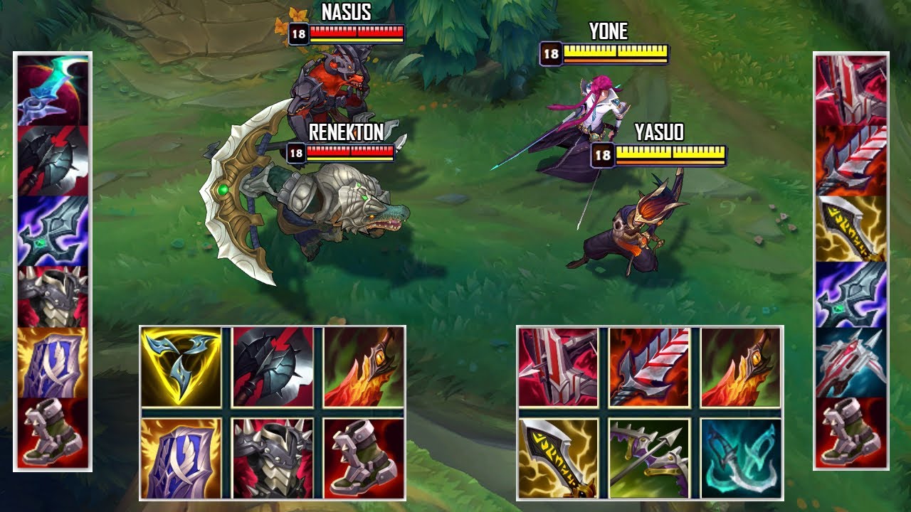 YONE & YASUO vs RENEKTON & NASUS  FULL BUILD FIGHTS! & Best Pentakills!