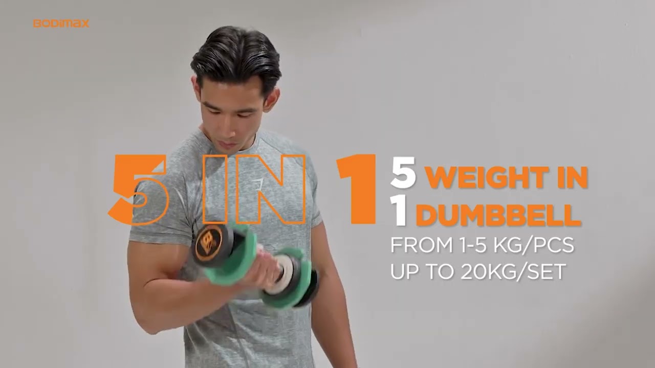 BODIMAX Adjustable Dumbbell 20 KG – Dumbbell Adjustable untuk Latihan Beban di Rumah