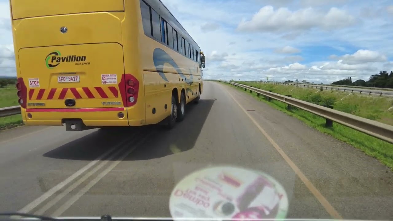 Driving in Zimbambwe Along Bulawayo Road Past Lake Chivero & Norton
